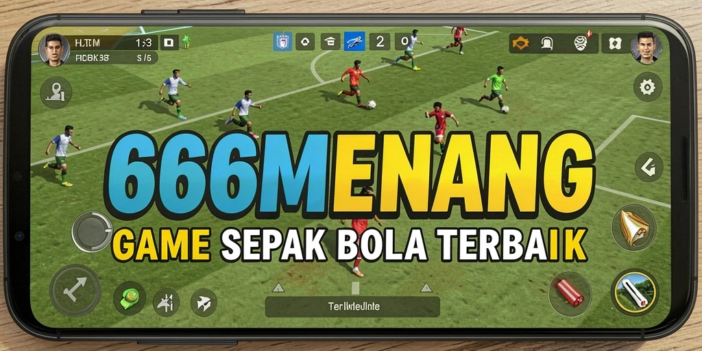 Screenshot 666MENANG menampilkan aksi seru di lapangan sepak bola.