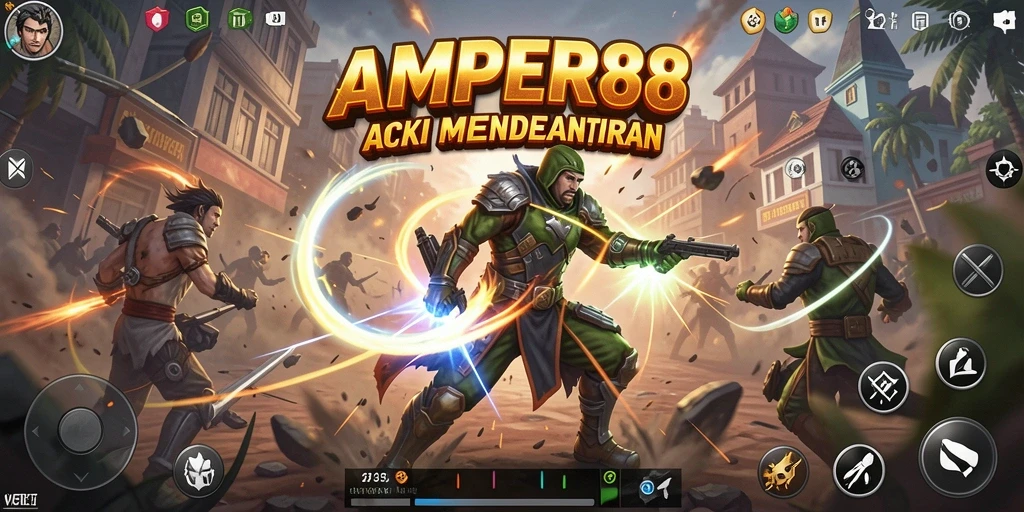Screeenshot gameplay AMPER88 menunjukkan aksi mendebarkan saat melawan musuh.