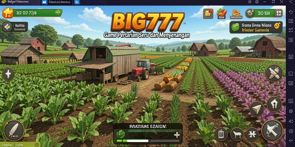Screenshot gameplay BIG777 menunjukkan aktivitas pertanian yang seru dan menantang.