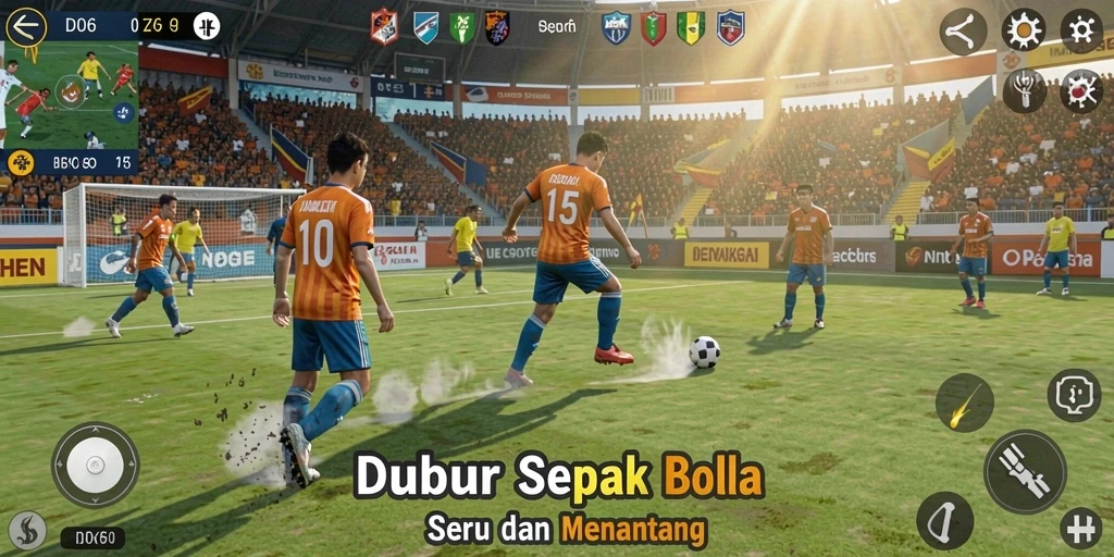 Gameplay D06 yang seru dan kompetitif dalam pertandingan sepak bola.