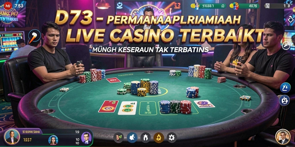 Gameplay Live Casino D73 dengan dealer profesional dan suasana kasino.