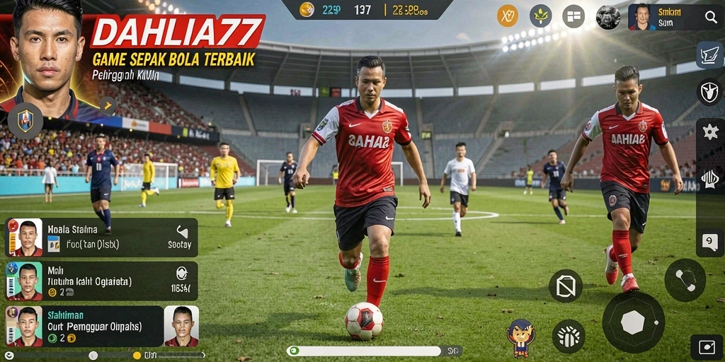 Gameplay DAHLIA77 dengan aksi sepak bola yang menawan.