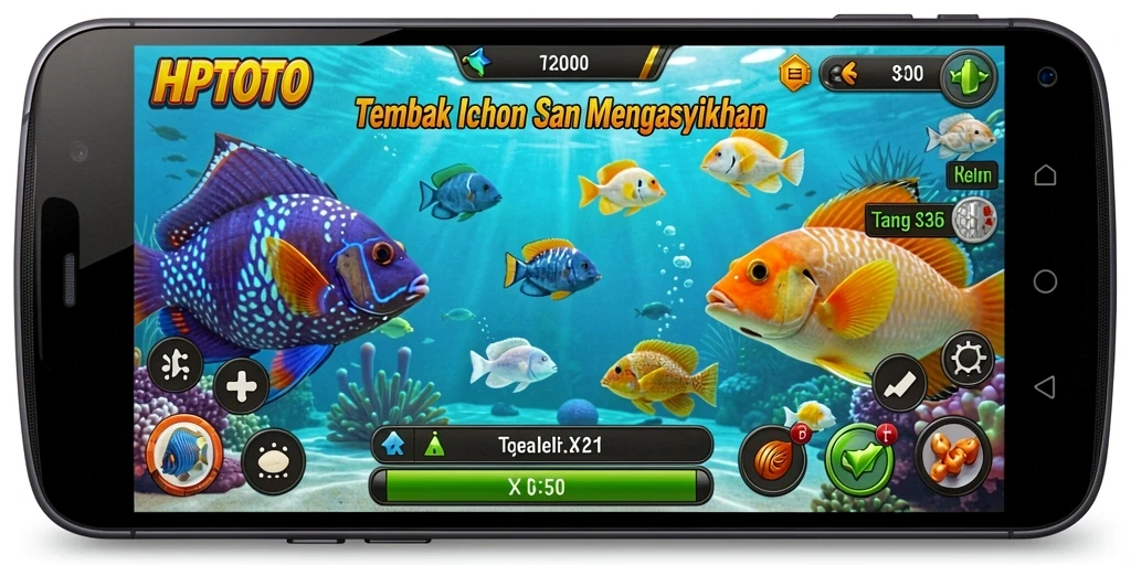 Tampilan gameplay HPTOTO yang menegangkan dengan berbagai ikan dan misi menarik.