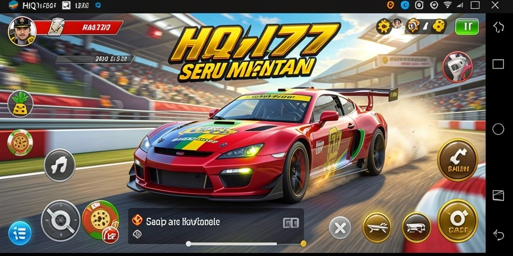 Gameplay seru HQ777 dengan adrenalin balap yang mendebarkan.