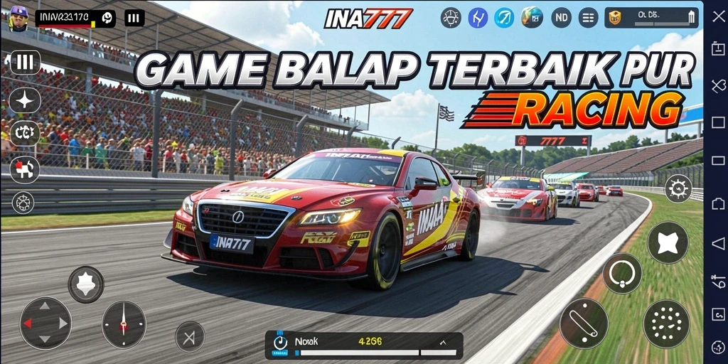 Screenshot main game Racing INA777 yang penuh aksi.