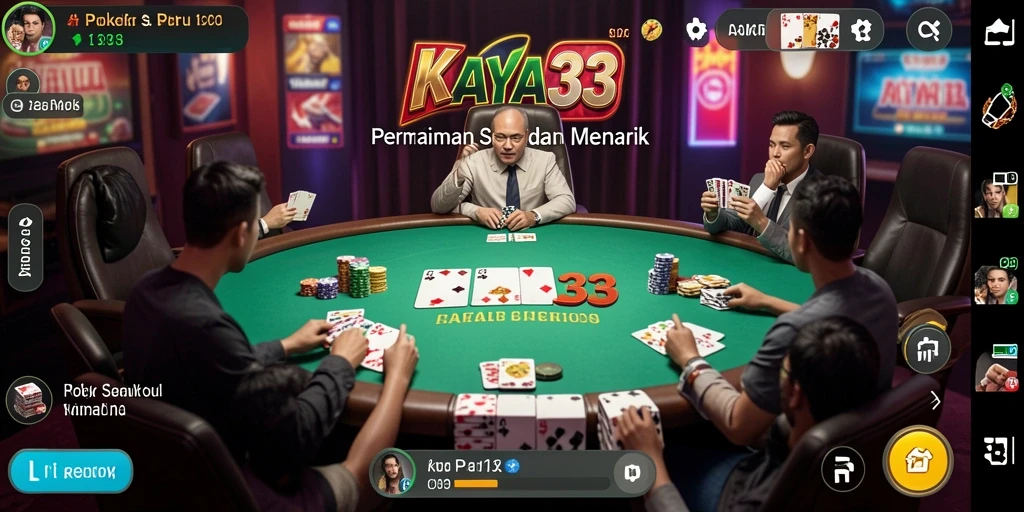 Screenshot utama KAYA33 yang menampilkan gameplay seru permainan Poker.