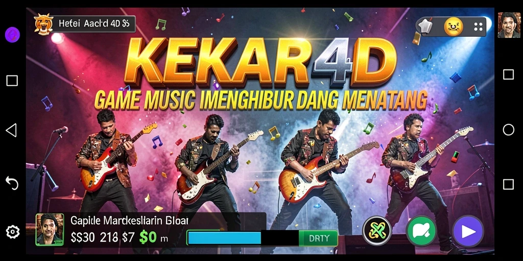 Tampilan menarik dari gameplay KEKAR4D dengan warna cerah dan efek musik yang memukau.