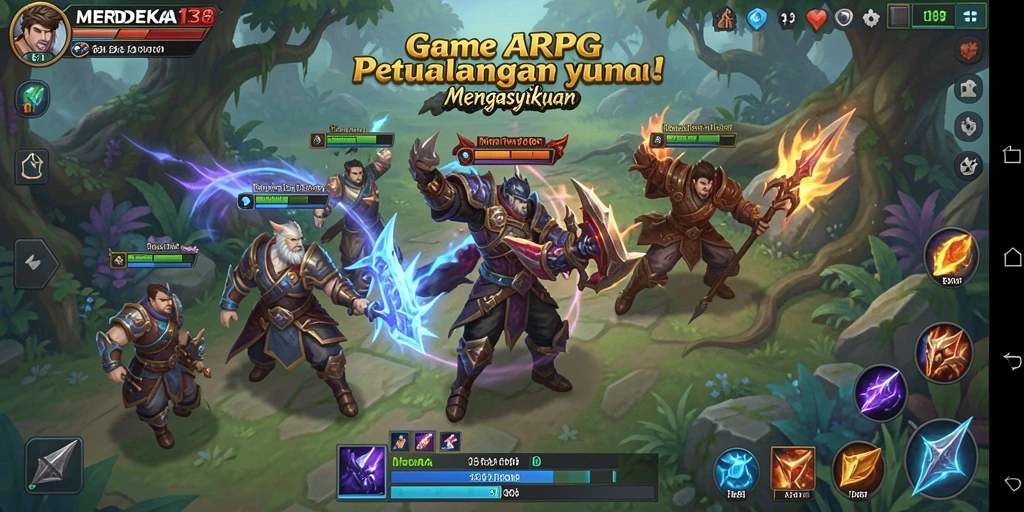 Tampilan gameplay seru MERDEKA138 dalam pertarungan ARPG.