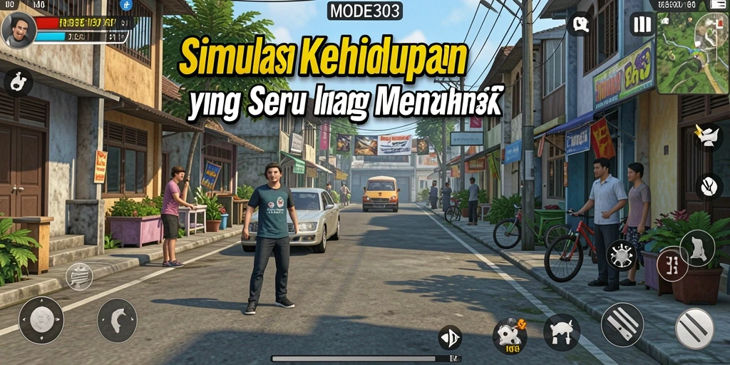 Tampilan screenshot utama MODE303 menampilkan gameplay simulasi yang menarik dan interaktif.