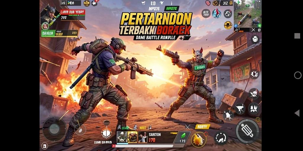 Gameplay MPO76 yang menampilkan aksi seru dalam pertempuran Battle Royale.