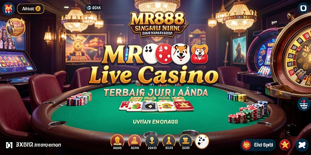 Tampilan layar utama <strong>MR888</strong> menunjukkan dealer langsung dalam aksi permainan kasino.