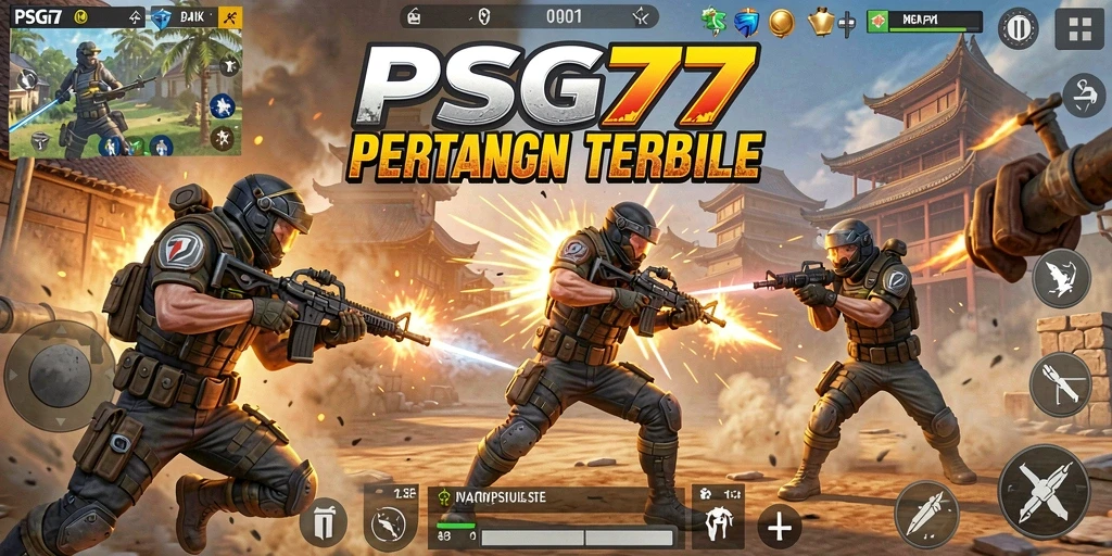Gameplay seru dari battle royale PSG77 dengan berbagai karakter dan senjata.