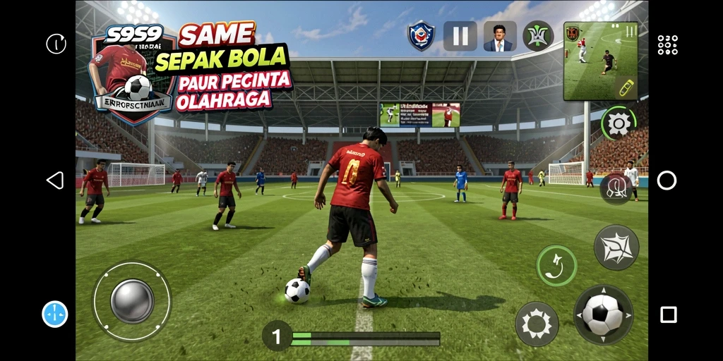 Tangkapan layar aksi mendebarkan dari permainan sepak bola S9S9.