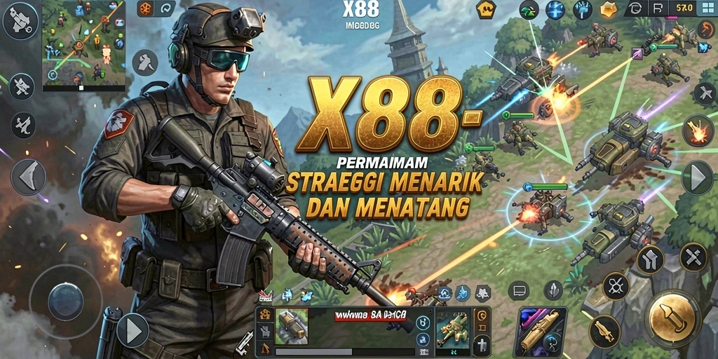 Tampilan menarik dari gameplay strategi X88 dengan suasana kompetitif.